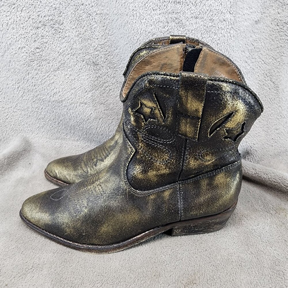 ZiGiny Shoes Womens Size 8 She's The One Gold Leather Western Boots